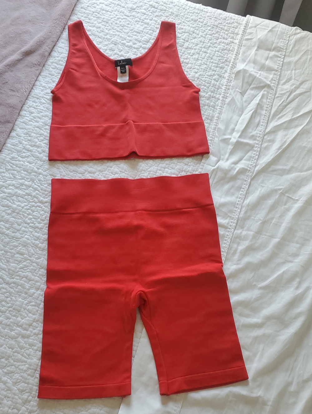 Lulu's Red Athletic Bike Shorts Set Size M/L